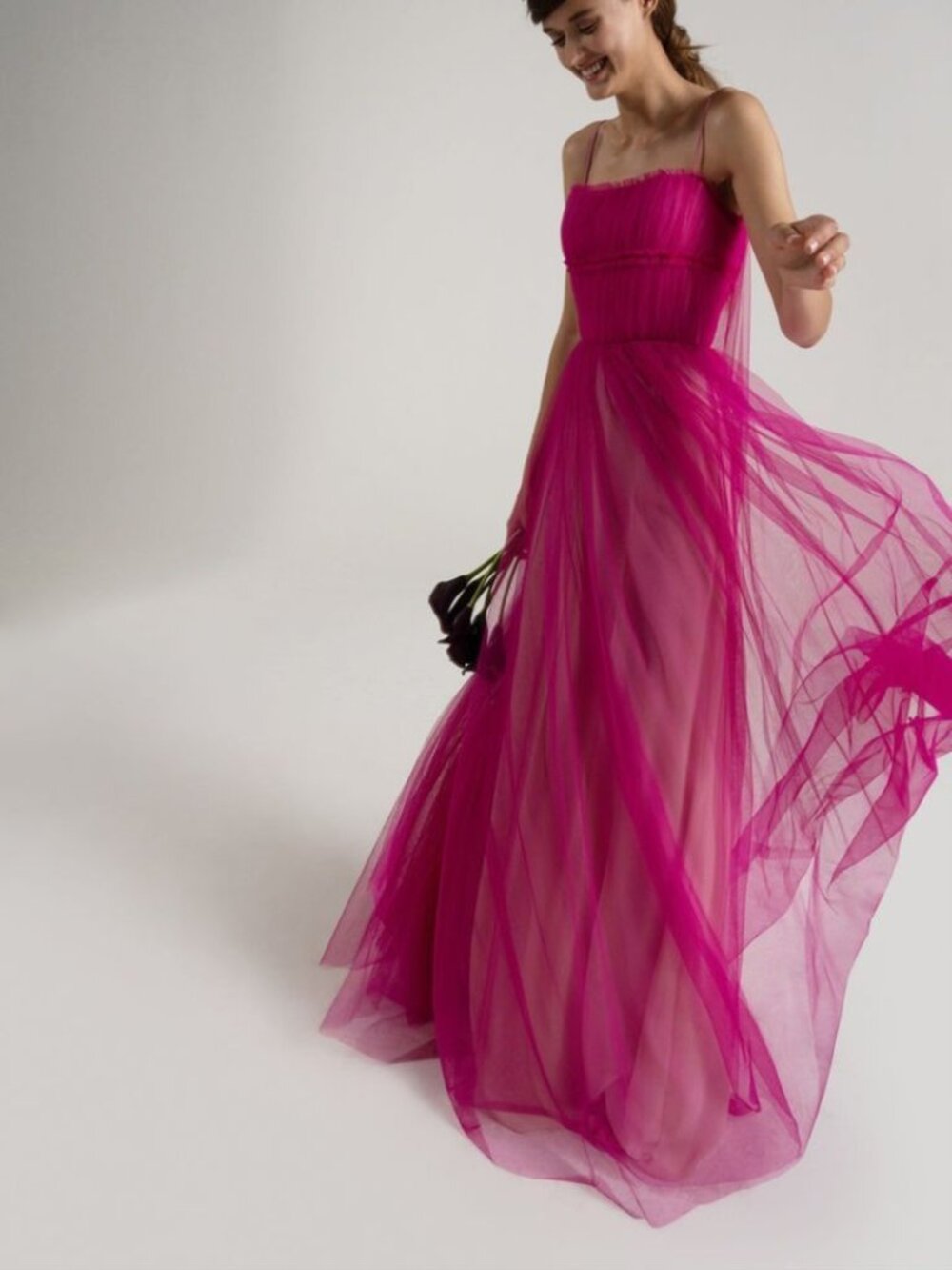 Vera Wang Bride Manuela Tulle Cape Gown Fuchsia NWT Size 6